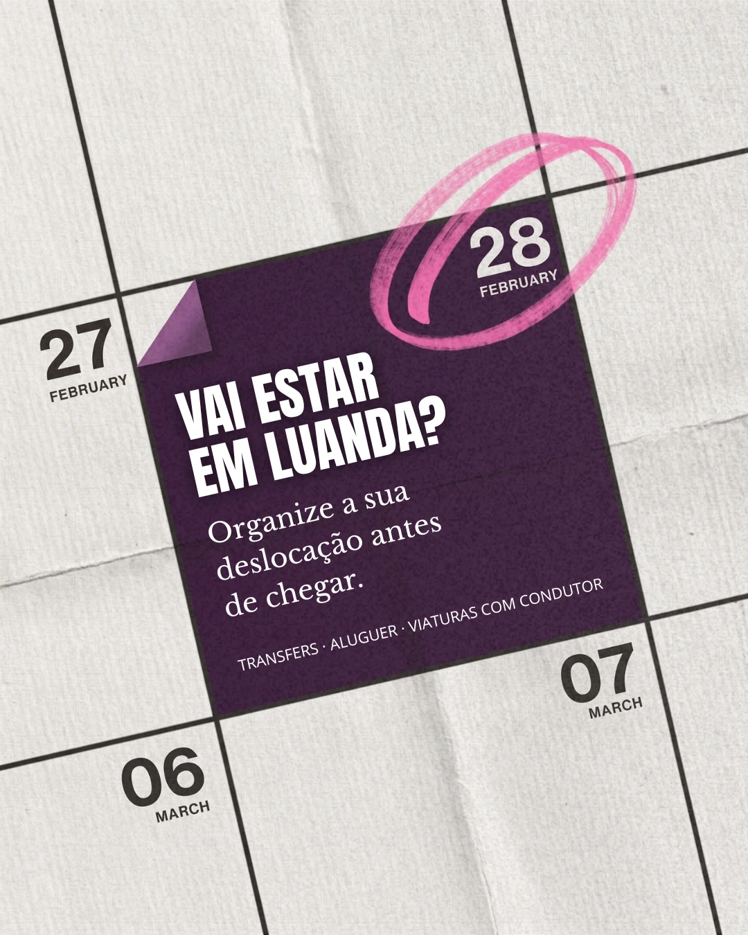 Post estático de 23 de outubro: Vai estar em Luanda?
